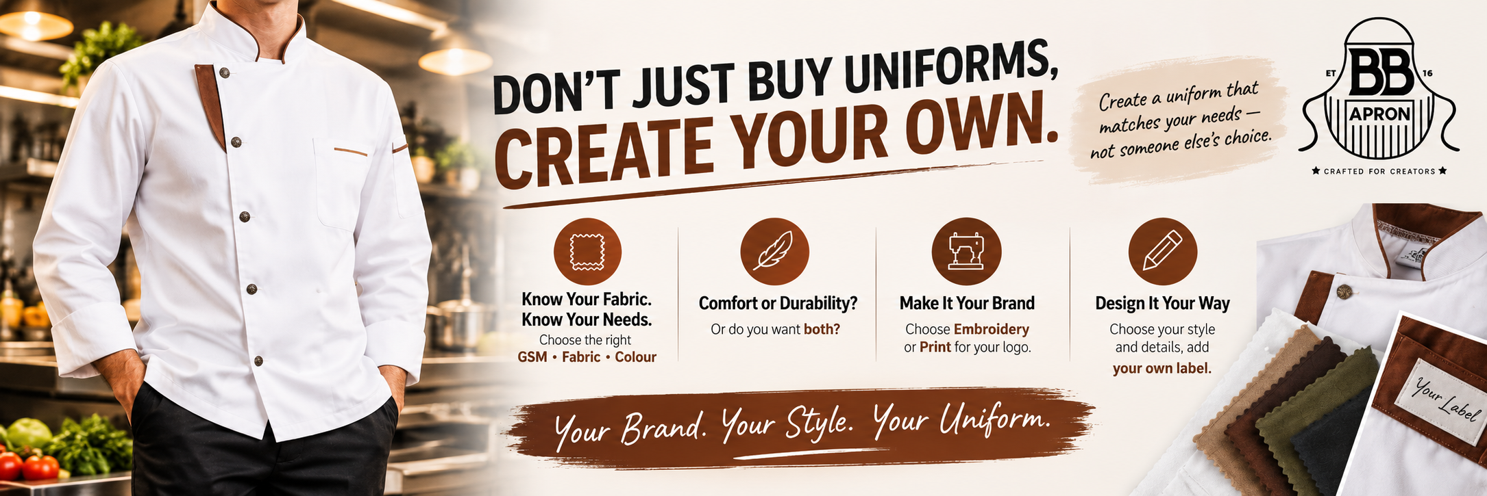 Don’t just buy uniforms, create your own. Your brand. Your style. Your uniform.